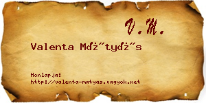 Valenta Mátyás névjegykártya