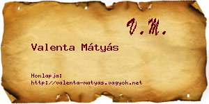 Valenta Mátyás névjegykártya